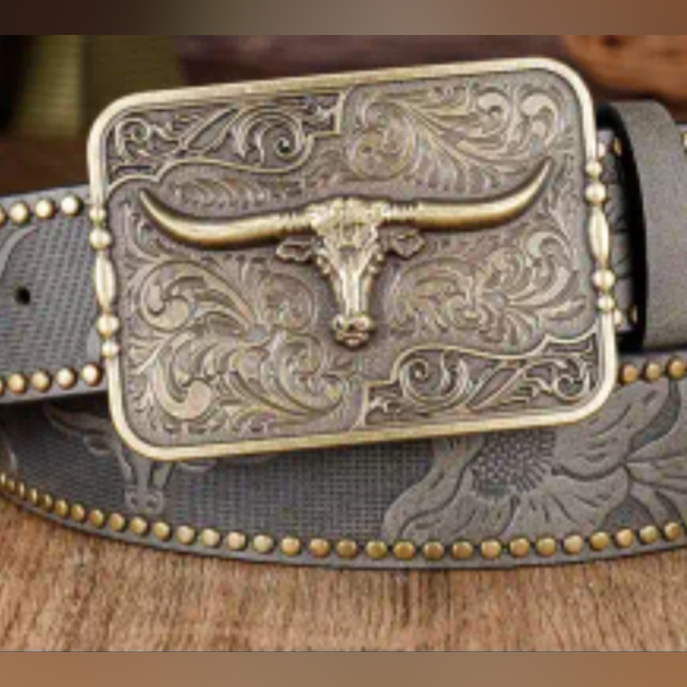 New Longhorn steer belt buckle silver or gold